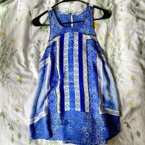 Blue Patterned Light Weight Tank Top